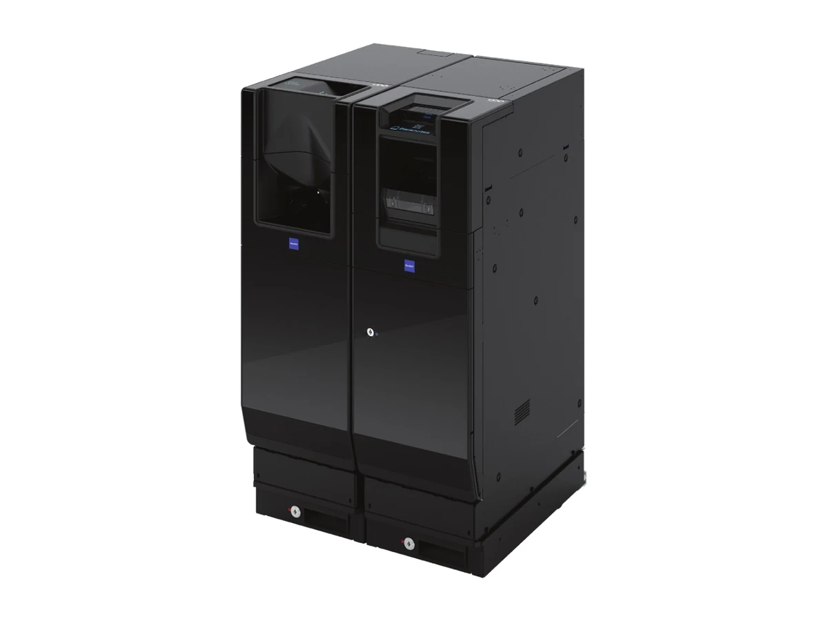 Reciclador de efectivo Glory CI-10X en negro, de dos módulos altos, uno junto al otro