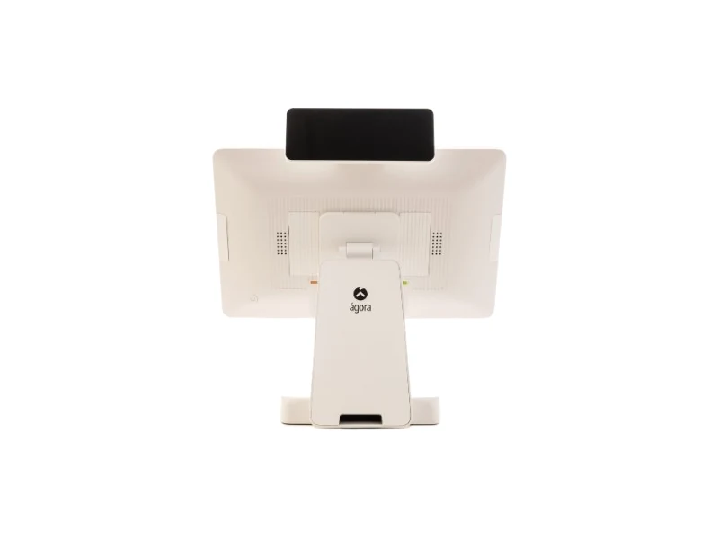 TPV Ágora X300 blanco visto por detrás, con el visor de cliente montado arriba