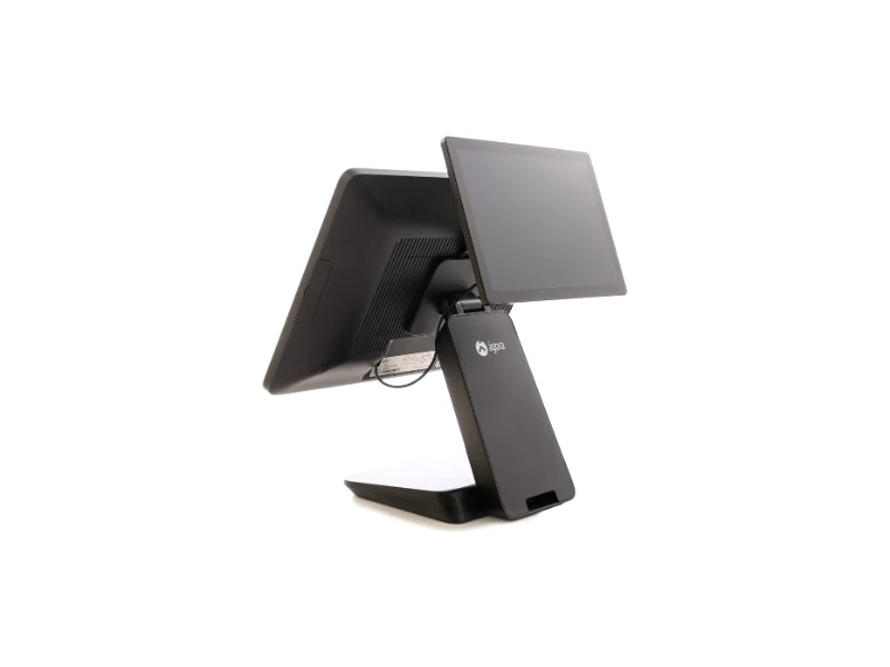 TPV Ágora X300 en negro con la segunda pantalla de 10,1 pulgadas orientada al cliente