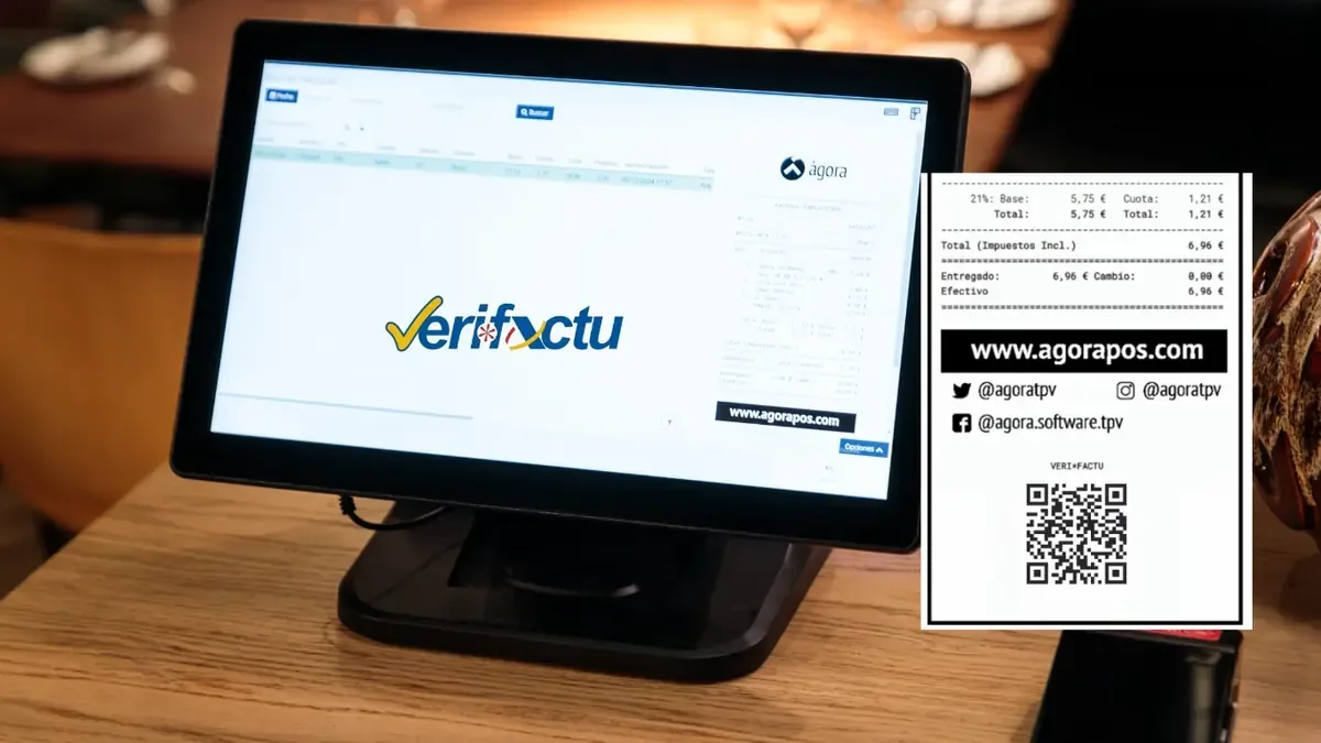 Un TPV Ágora con Veri*Factu y un ticket con su código QR
