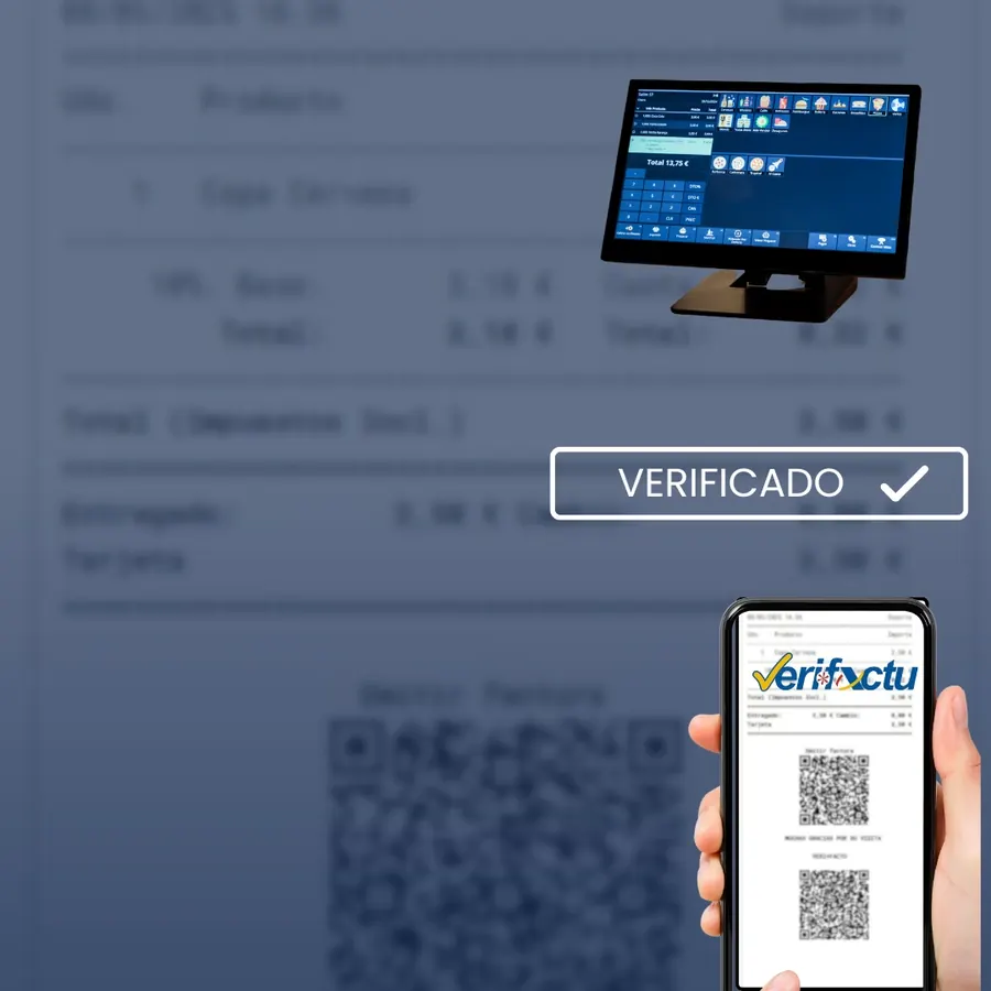 Un ticket de Ágora verificado con Veri*Factu y su código QR en el móvil