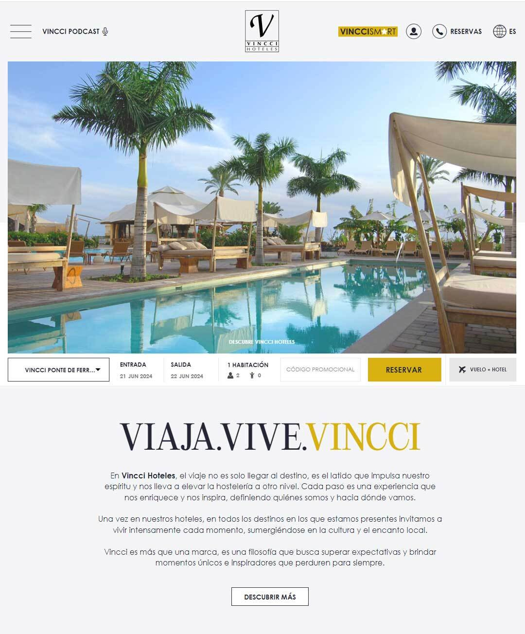 Vincci Hoteles presenta su nueva web